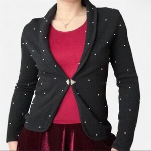 Jones New York Black Cardigan with Pearl Details (VINTAGE)